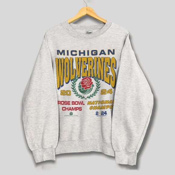 2024 University of Michigan Wolverines Rose Bowl National Champs Football Shirt - Picture 1 of 2
